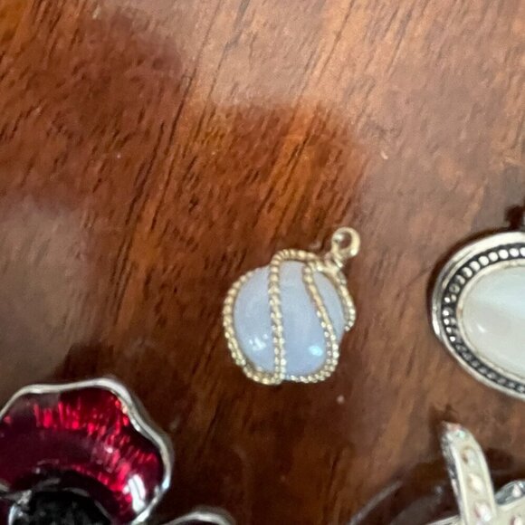 Set of 5 Necklace Pendants, no chains metal flowers stone tear drop... - Picture 3 of 5